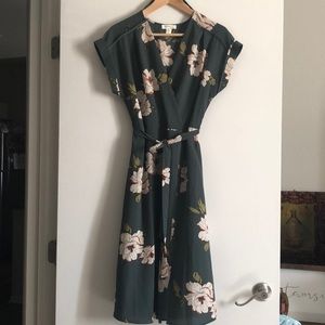 Faux wrap floral dress